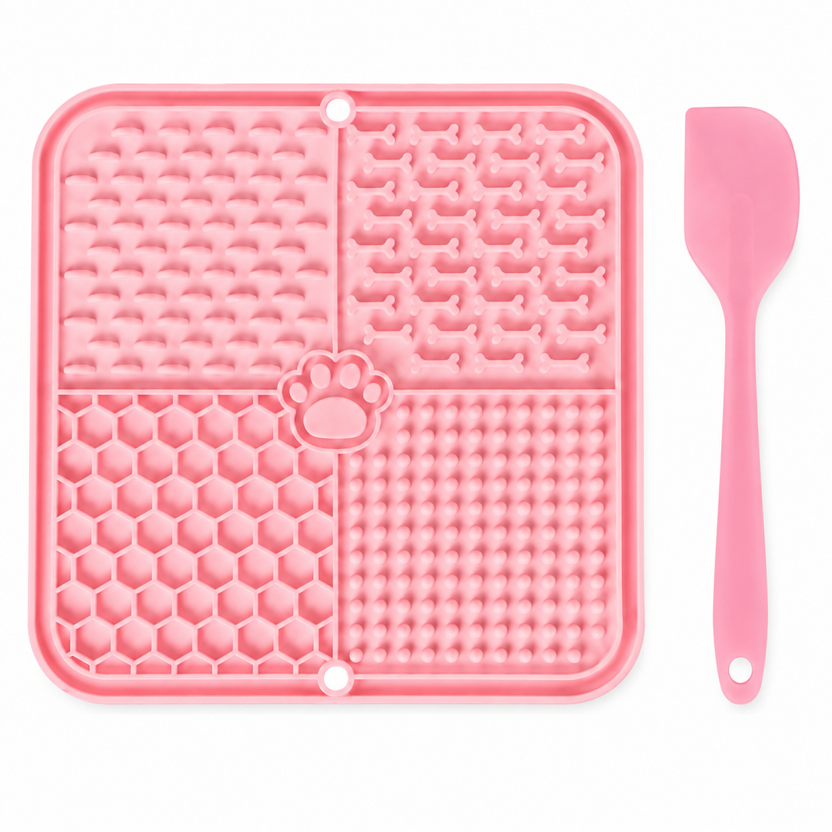 Tapis de léchage rose anti-glouton pour chien et chat – 20 × 20 cm