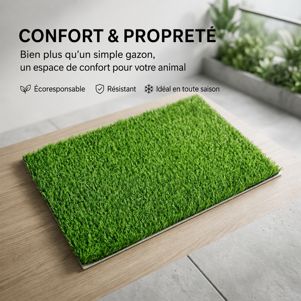 Tapis de Propreté Gazon Synthétique pour Chien – Lavable, Anti-Fuite & Antidérapant