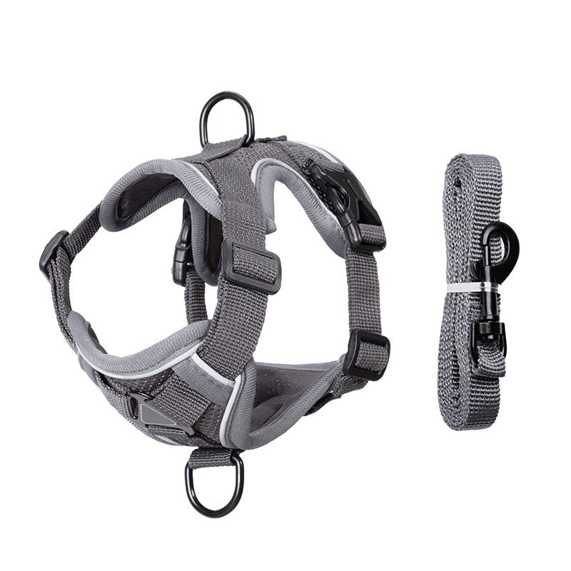 Harnais Réfléchissant Réglable pour Chien avec Laisse – Gilet de Sécurité Confortable Anti-Traction pour Promenade, Chiot et Petit Chien