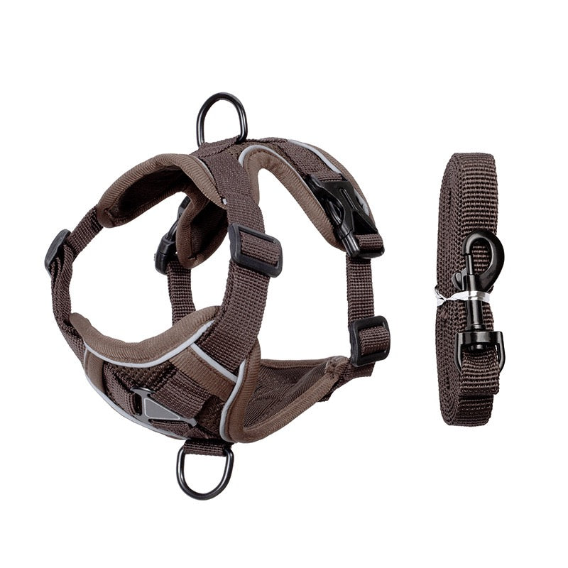 Harnais Réfléchissant Réglable pour Chien avec Laisse – Gilet de Sécurité Confortable Anti-Traction pour Promenade, Chiot et Petit Chien