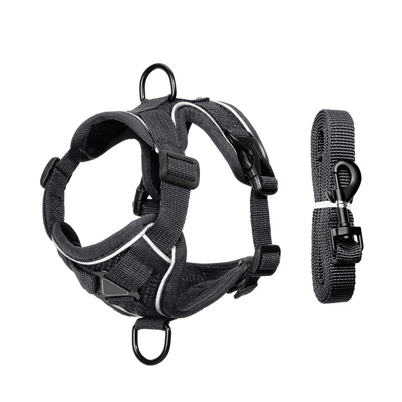 Harnais Réfléchissant Réglable pour Chien avec Laisse – Gilet de Sécurité Confortable Anti-Traction pour Promenade, Chiot et Petit Chien