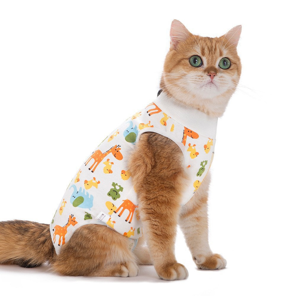Body de convalescence motif girafe pour chat et petit chien