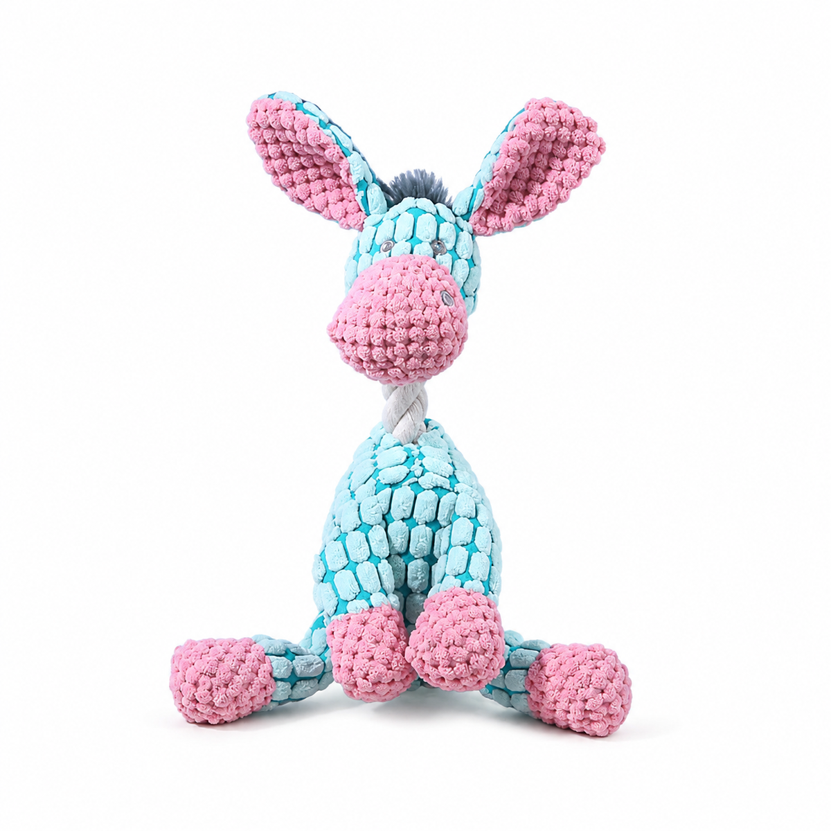 Jouet peluche sonore Âne Rigolo bleu pour chien