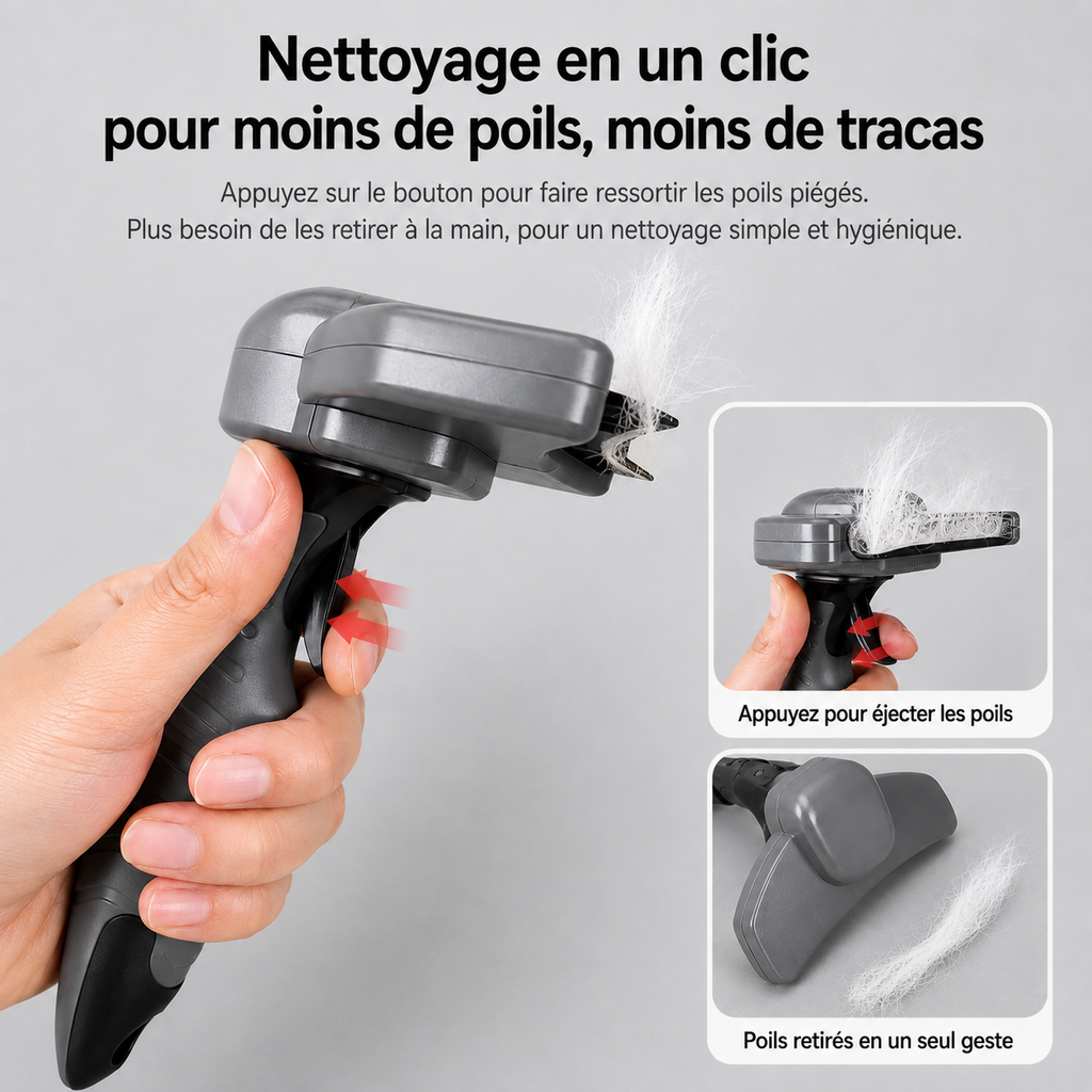 Bouton auto-nettoyant de la brosse de toilettage anti-poils Hachimi pour chat et chien