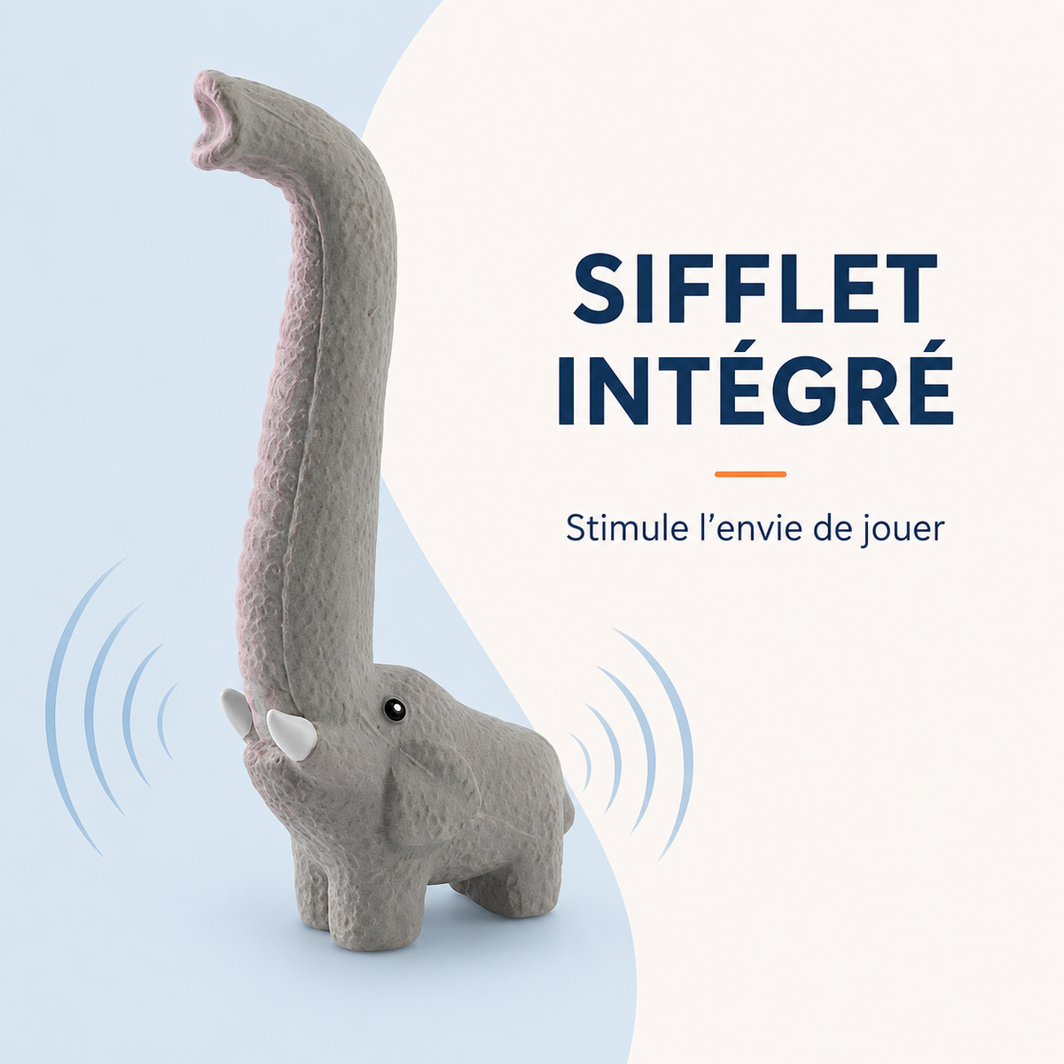 Jouet couineur éléphant gris pour chien – vue détaillée
