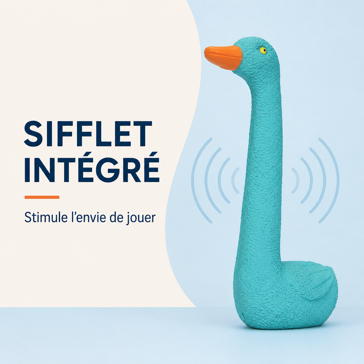 Jouet couineur oie cyan pour chien – présentation produit