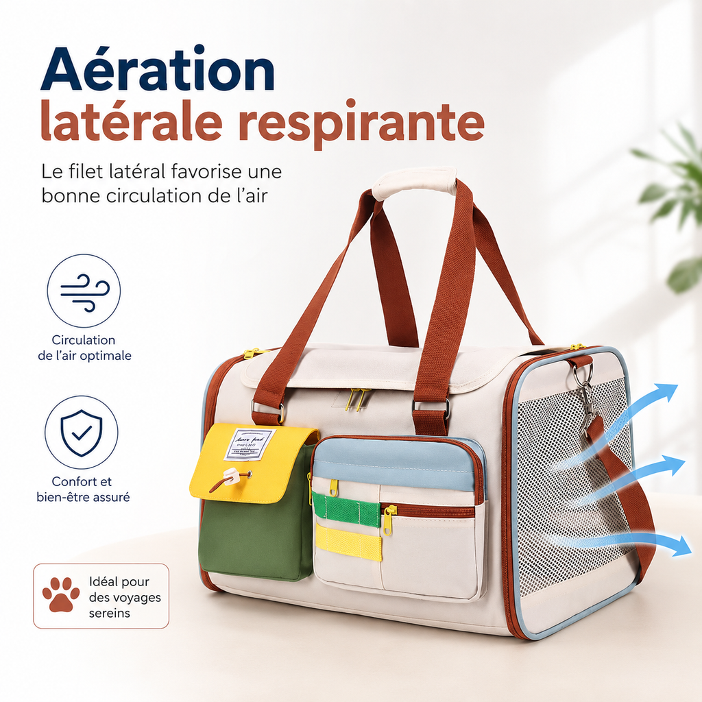 Sac de transport respirant pour chat et petit chien – Jusqu’à 10 kg
