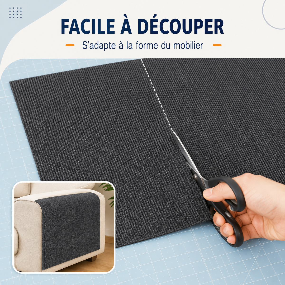 Protection canapé anti-grattage pour chat en gris foncé – détail du produit