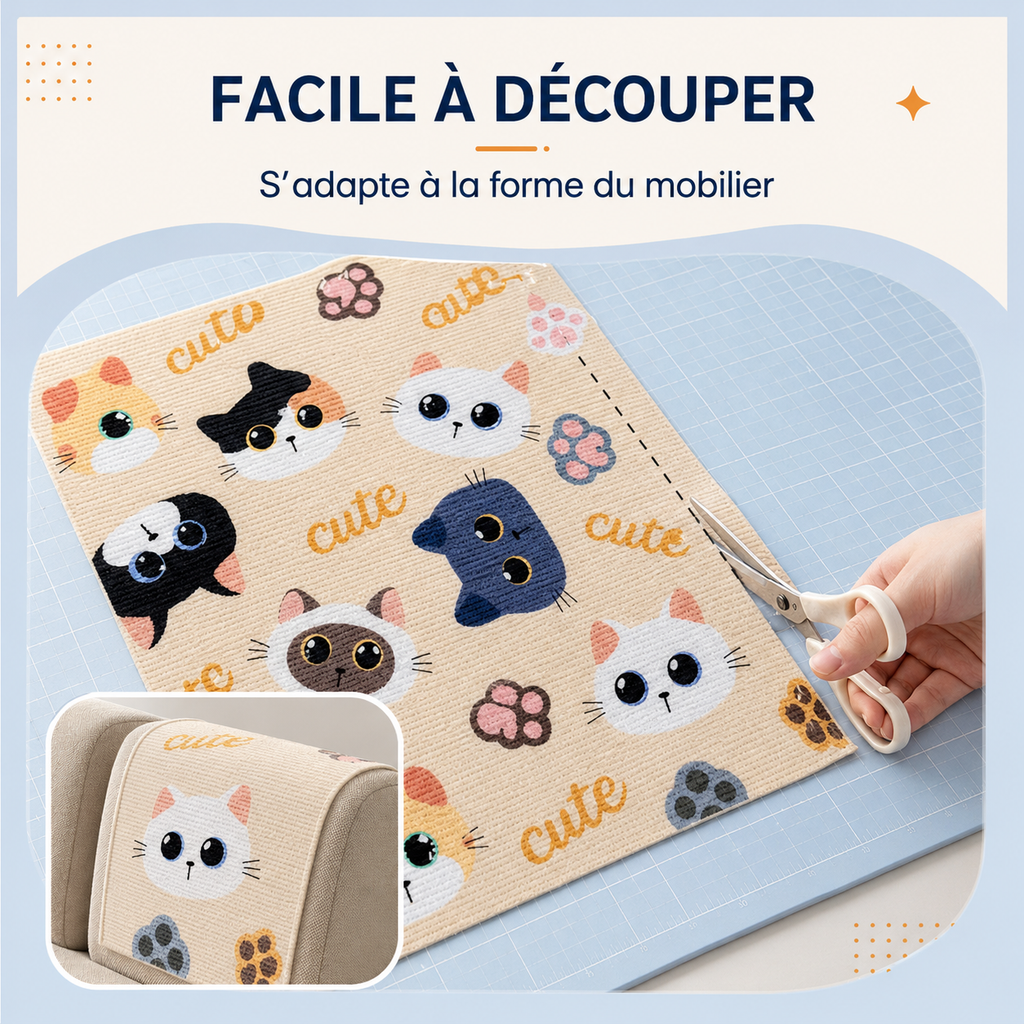 Protection canapé anti-grattage pour chat avec motif illustré