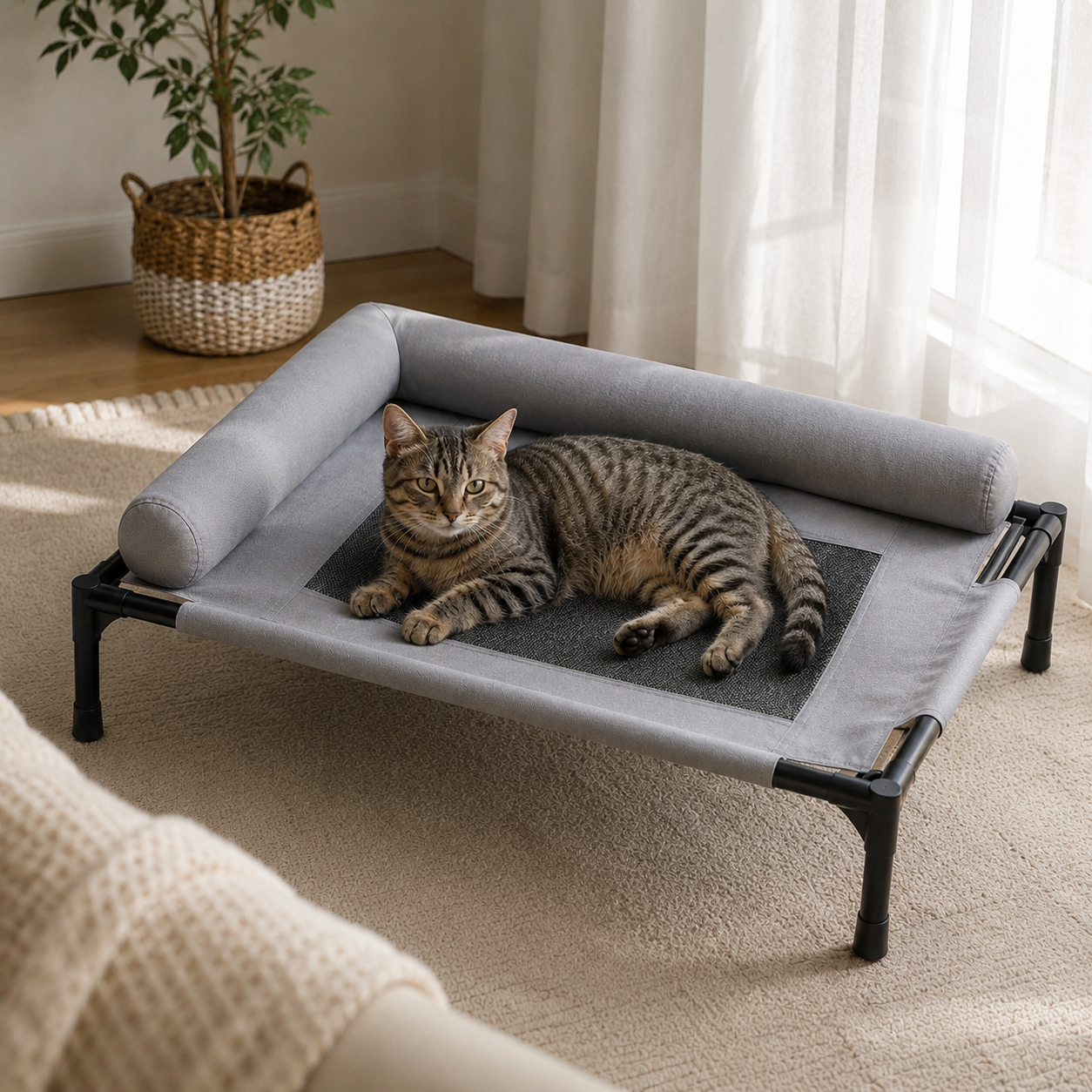 Lit Surélevé pour Chien et Chat – Couchage Respirant Gris