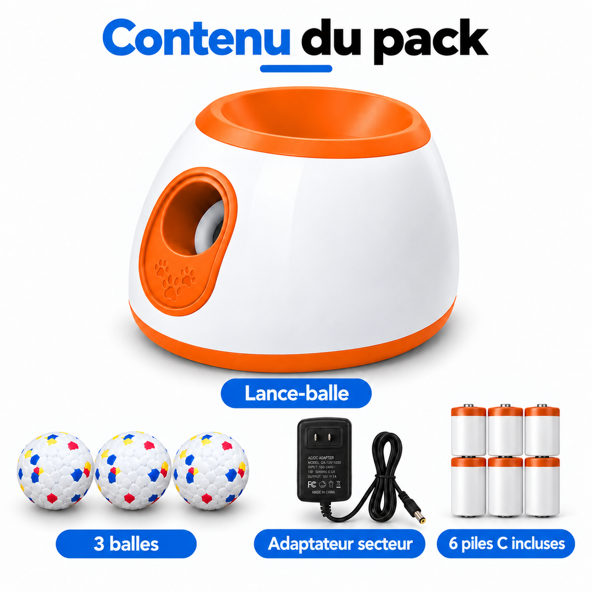 Hachimi Lanceur de Balle Automatique pour Chien – 3 Distances Réglables