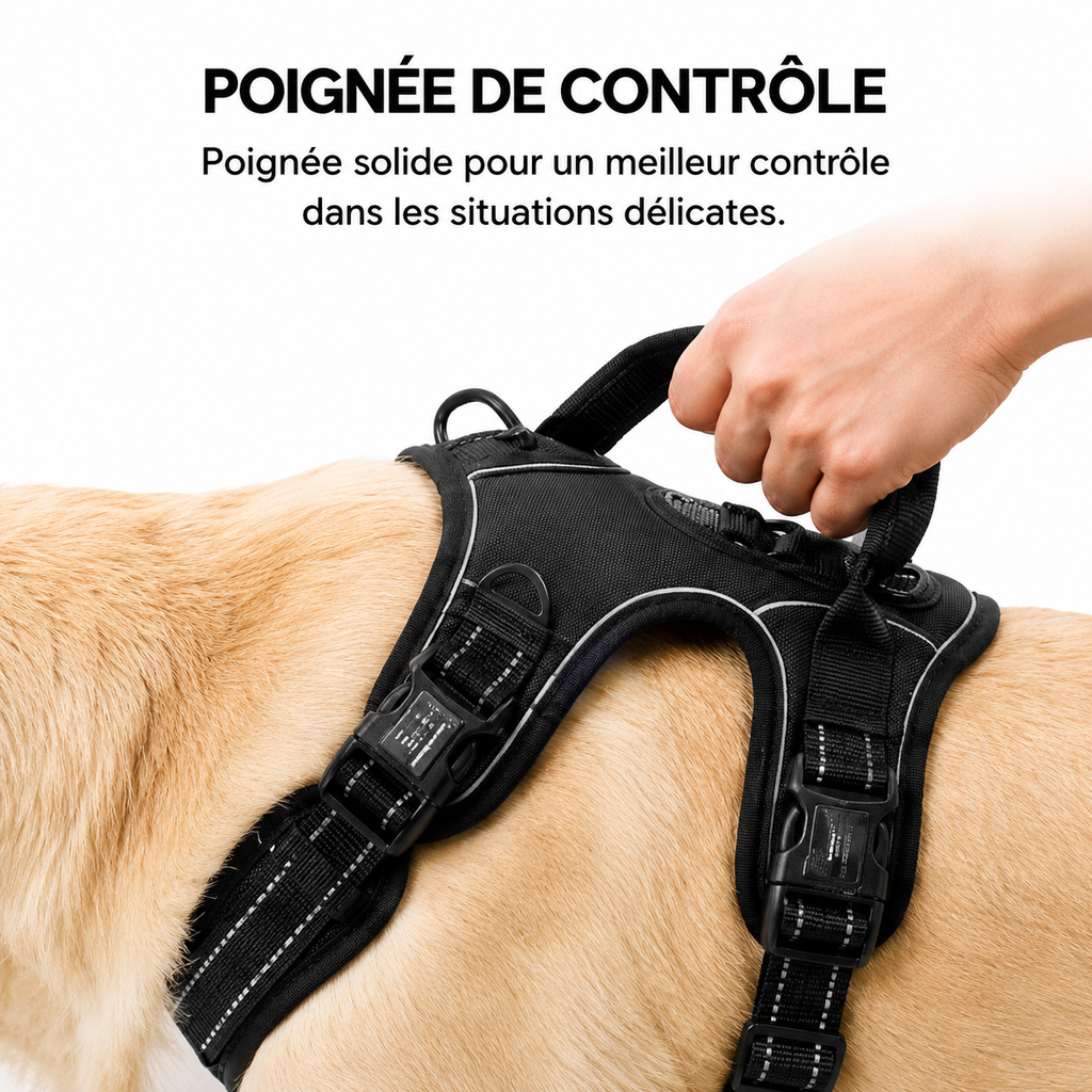 Poignée de contrôle du harnais robuste réfléchissant pour chien