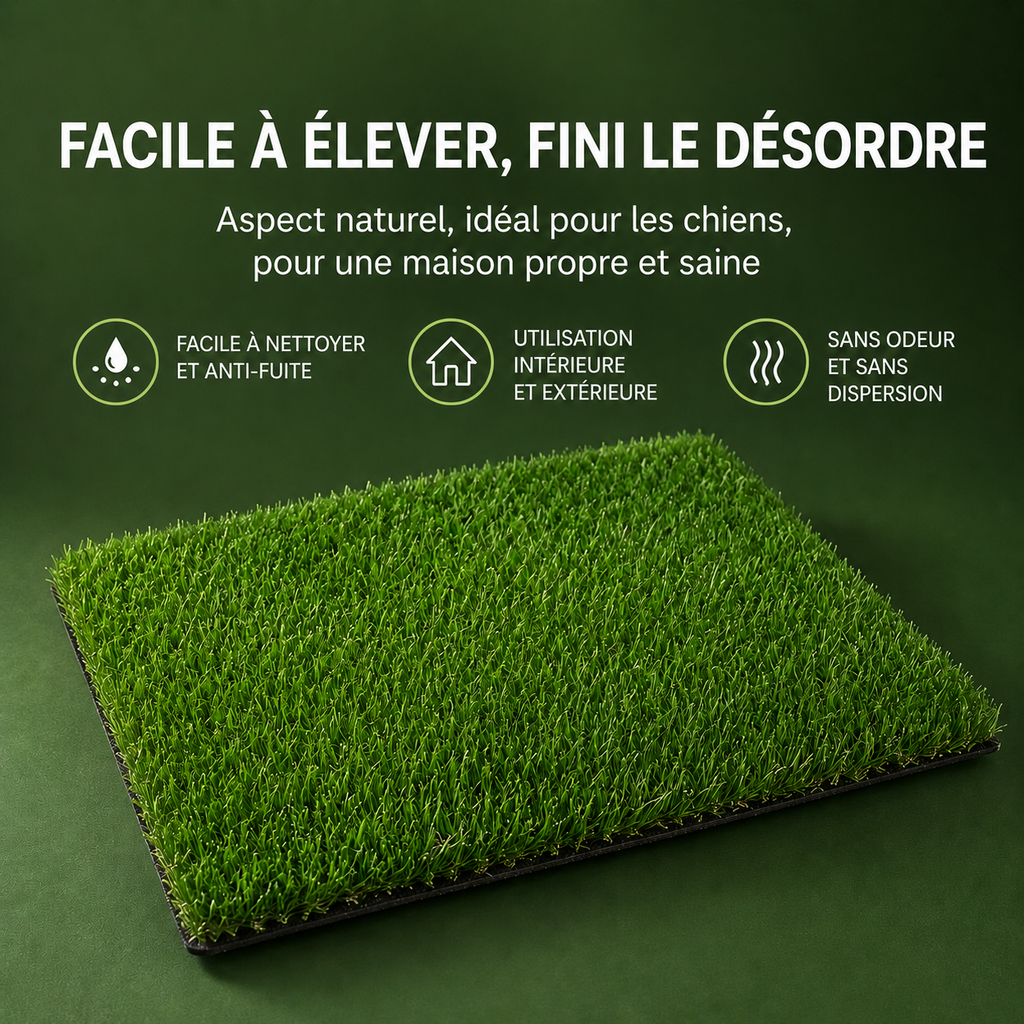 Tapis de Propreté Gazon Synthétique pour Chien – Lavable, Anti-Fuite & Antidérapant