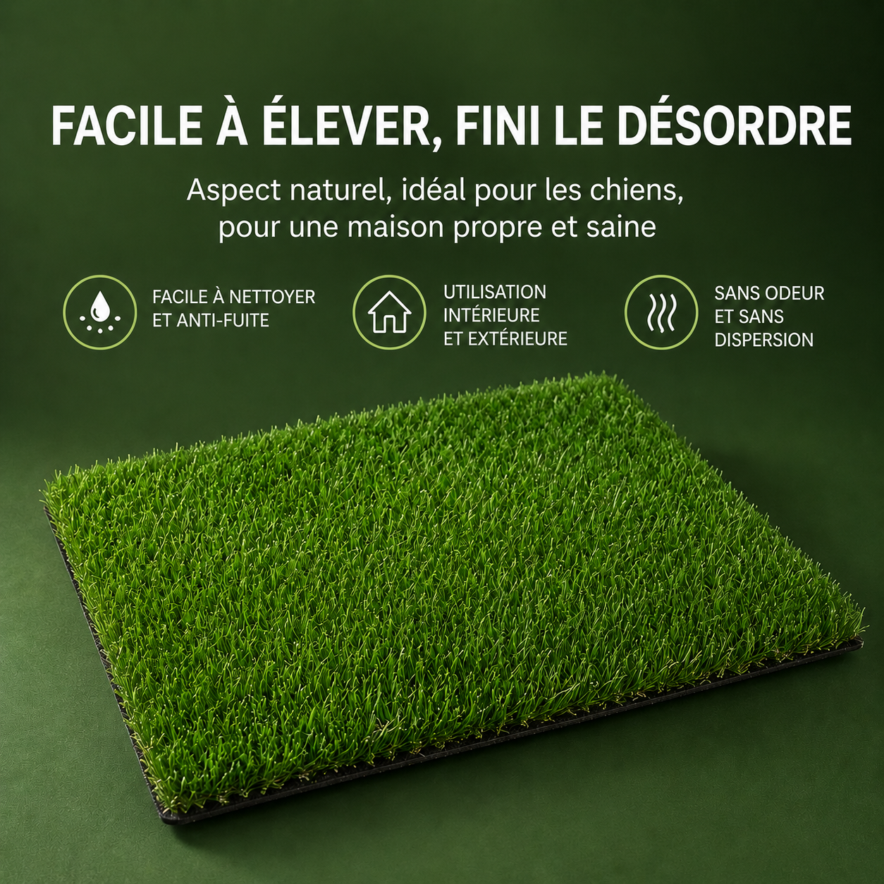 Tapis de Propreté Gazon Synthétique pour Chien – Lavable, Anti-Fuite & Antidérapant