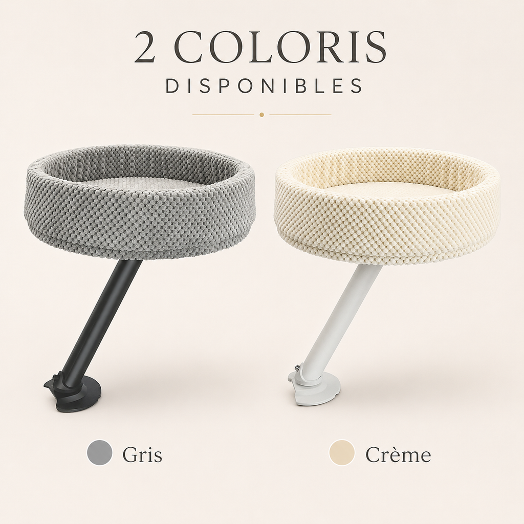 Coloris gris et blanc du lit suspendu de bureau Hachimi pour chat