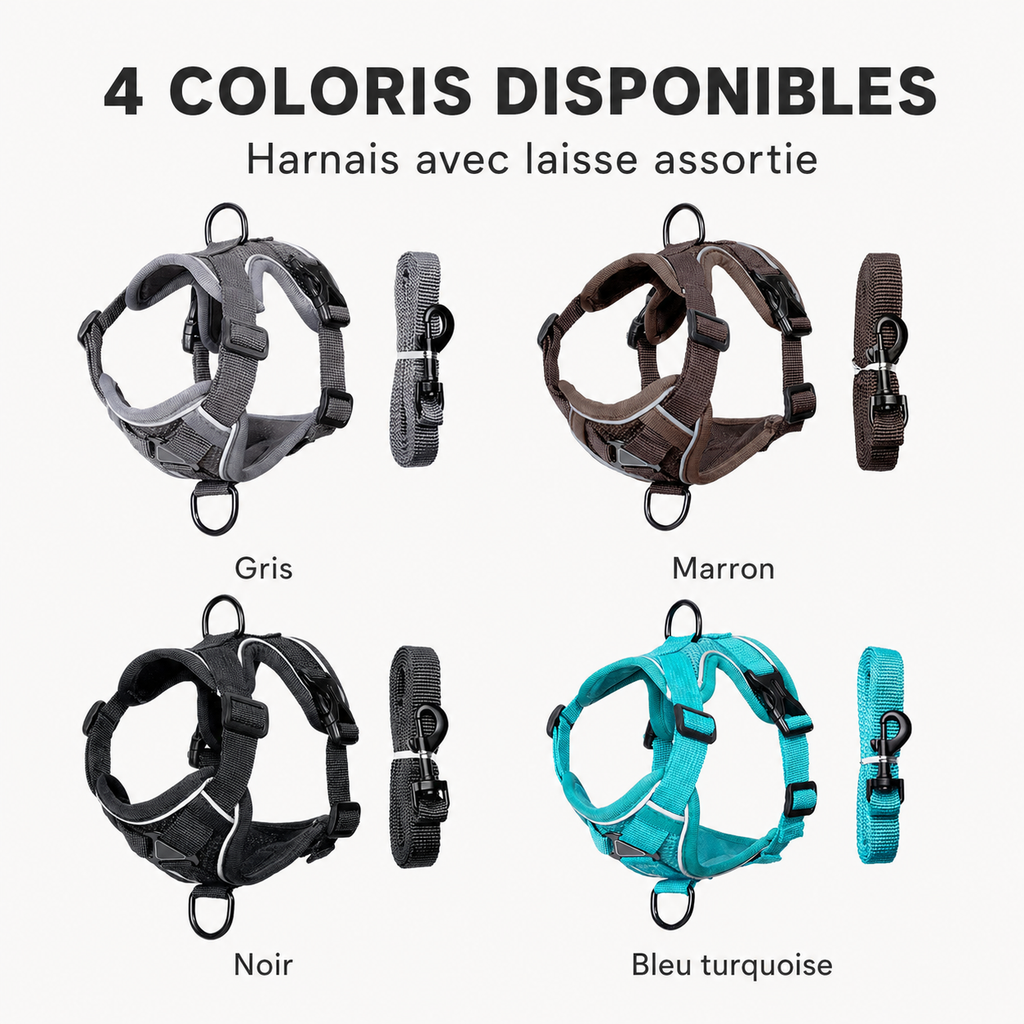 Adjustable Reflective Dog Harness with Leash – Comfortable Anti-Pull Safety Vest for Walking, Puppy and Small Dog