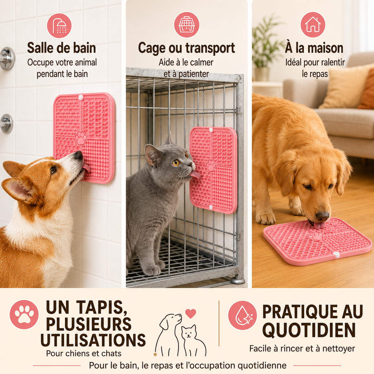Anti-Gulp Lick Mat for Dogs and Cats – 20 × 20 cm