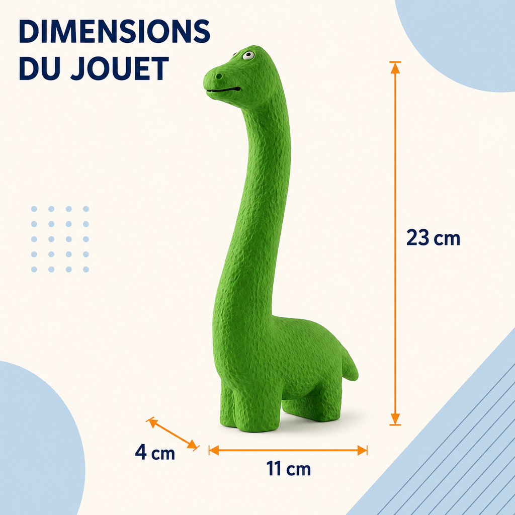 Jouet couineur dinosaure vert pour chien – vue détaillée