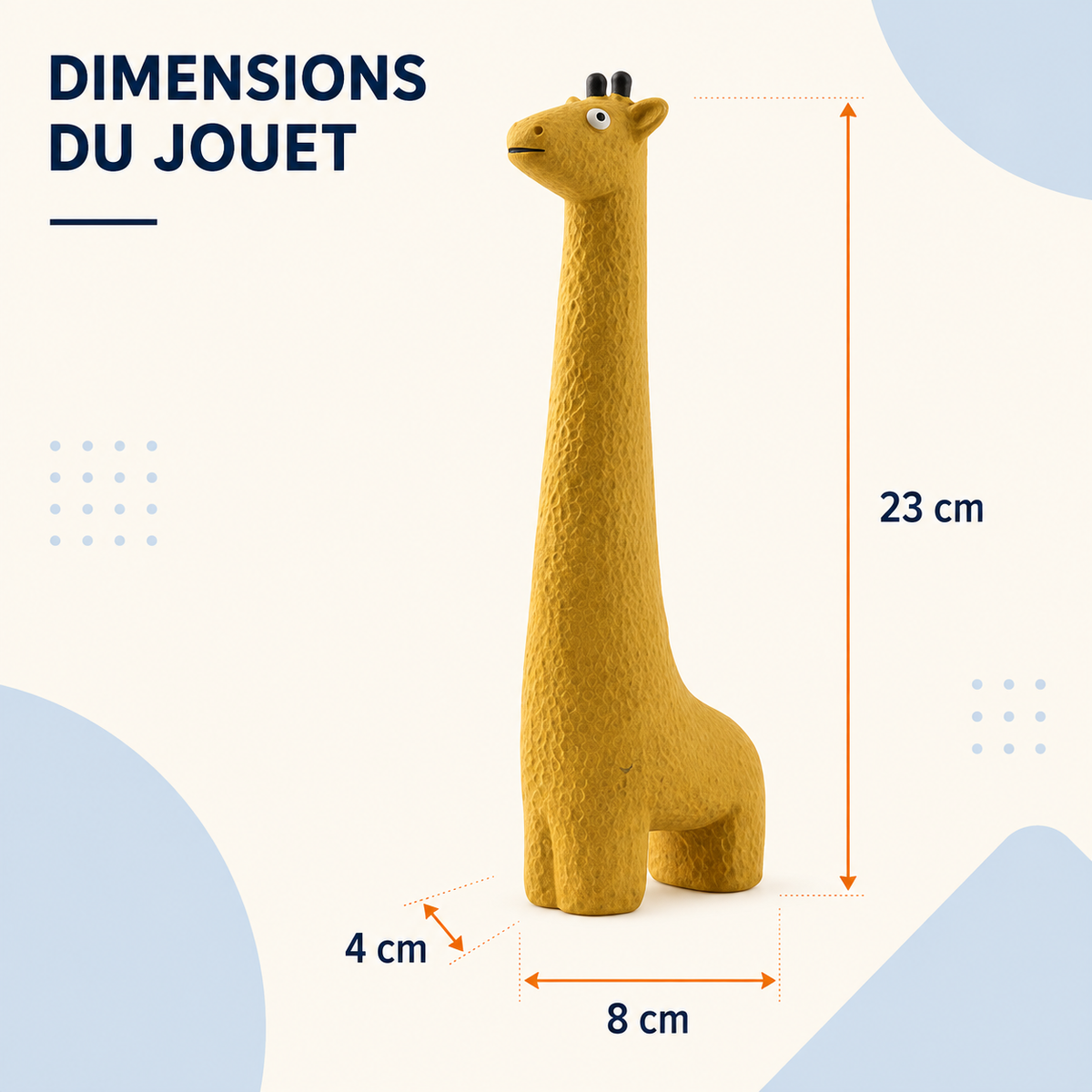 Jouet couineur girafe jaune pour chien – vue détaillée