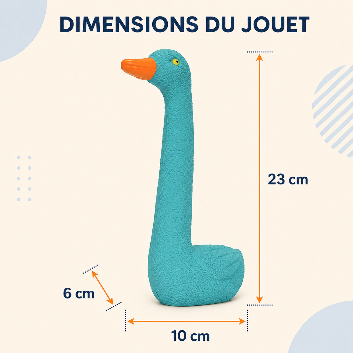Jouet couineur oie cyan pour chien – vue détaillée