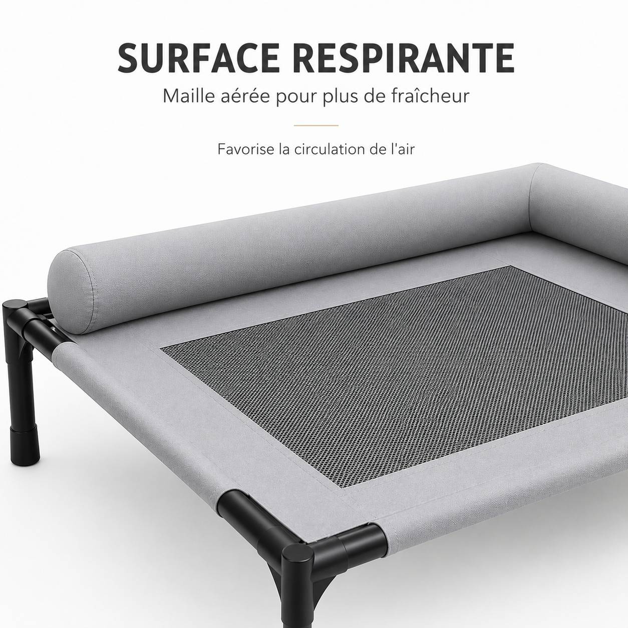 Lit Surélevé pour Chien et Chat – Couchage Respirant Gris
