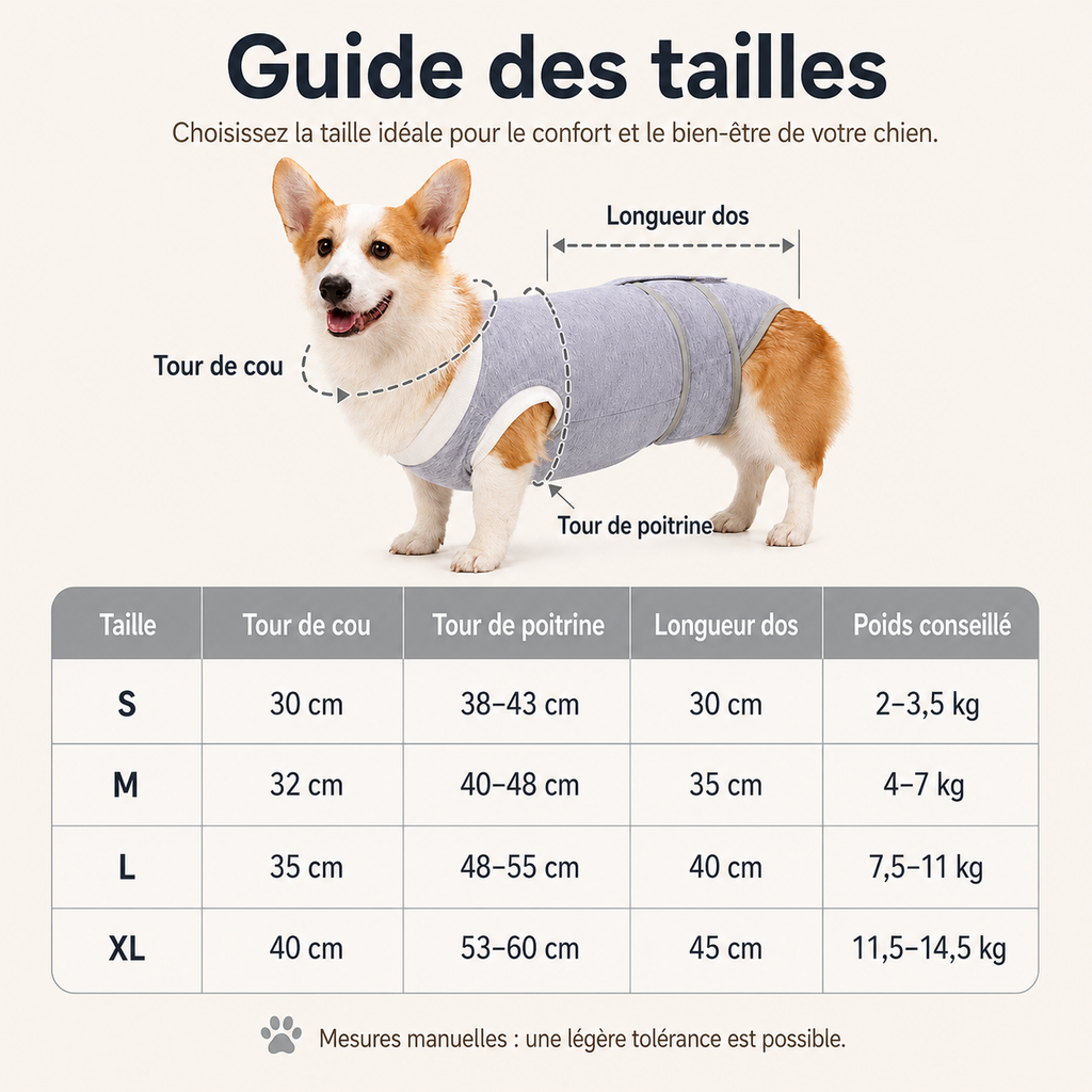 Body de Convalescence Respirant pour Chien – Anti-Léchage Post-Opératoire