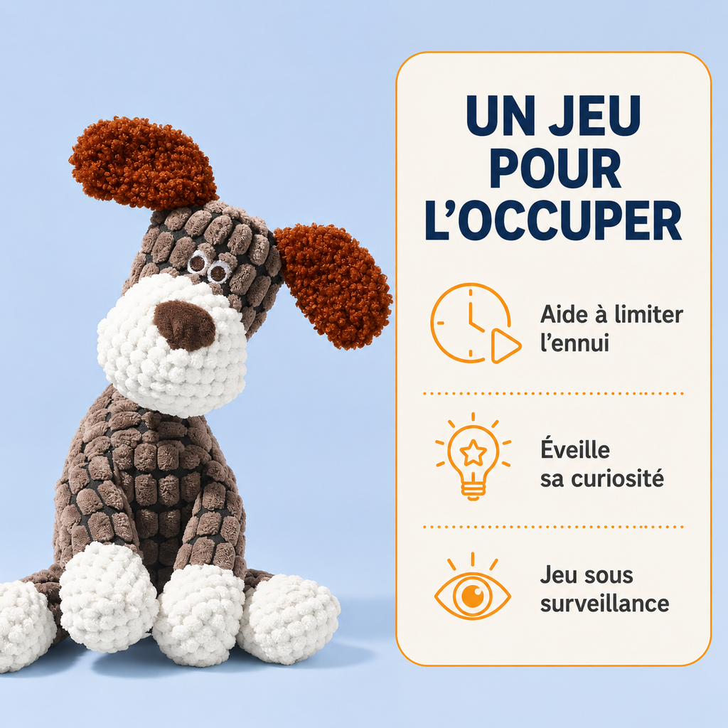 Jouet peluche Buddy marron pour chien – détail du produit