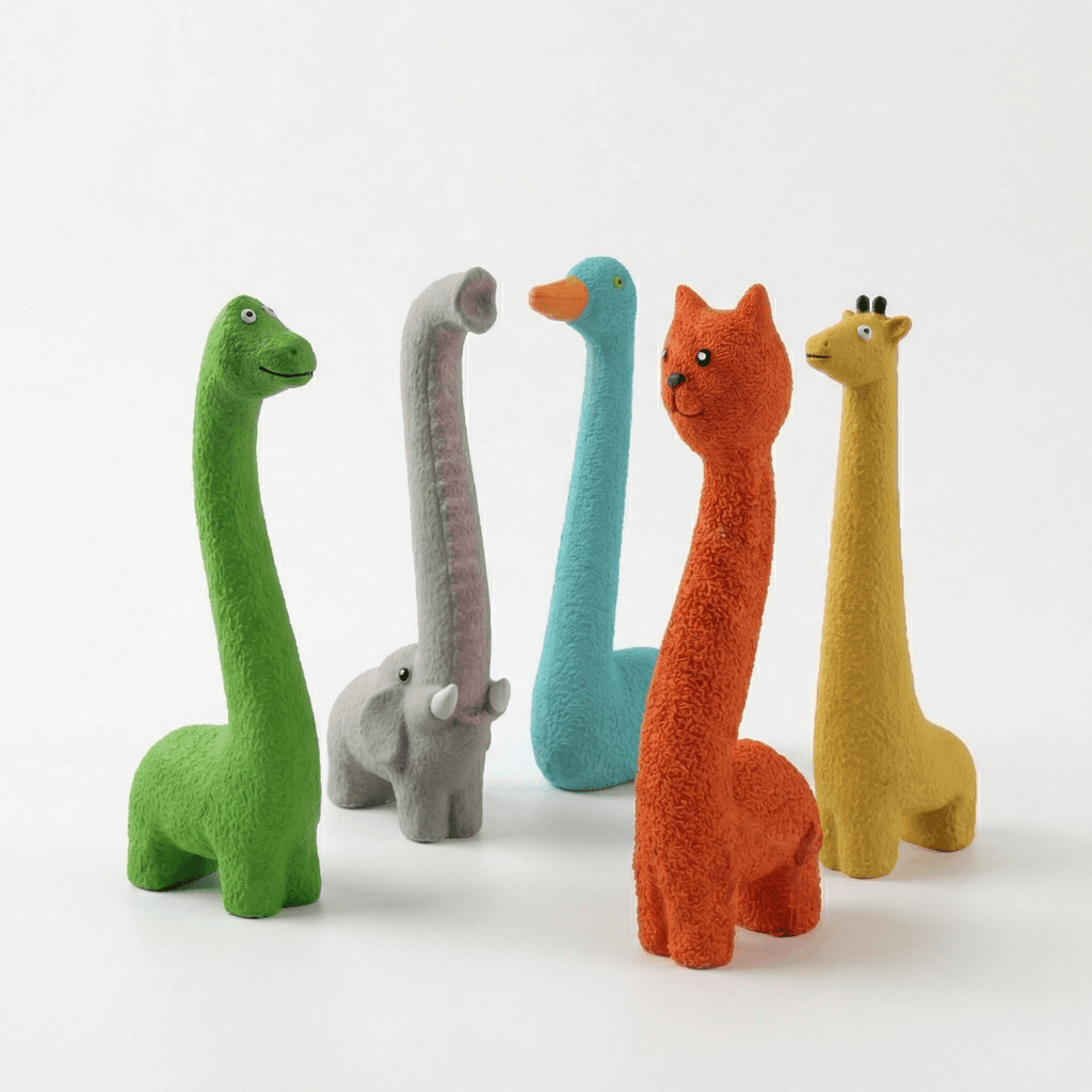 Collection de cinq jouets couineurs en latex anti-ennui pour chien