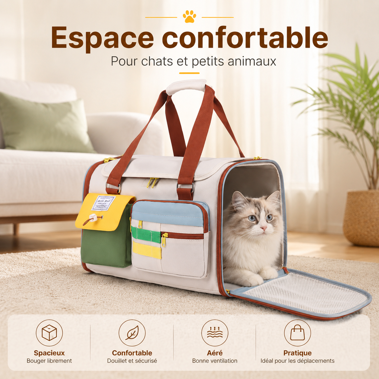 Sac de transport respirant pour chat et petit chien – Jusqu’à 10 kg