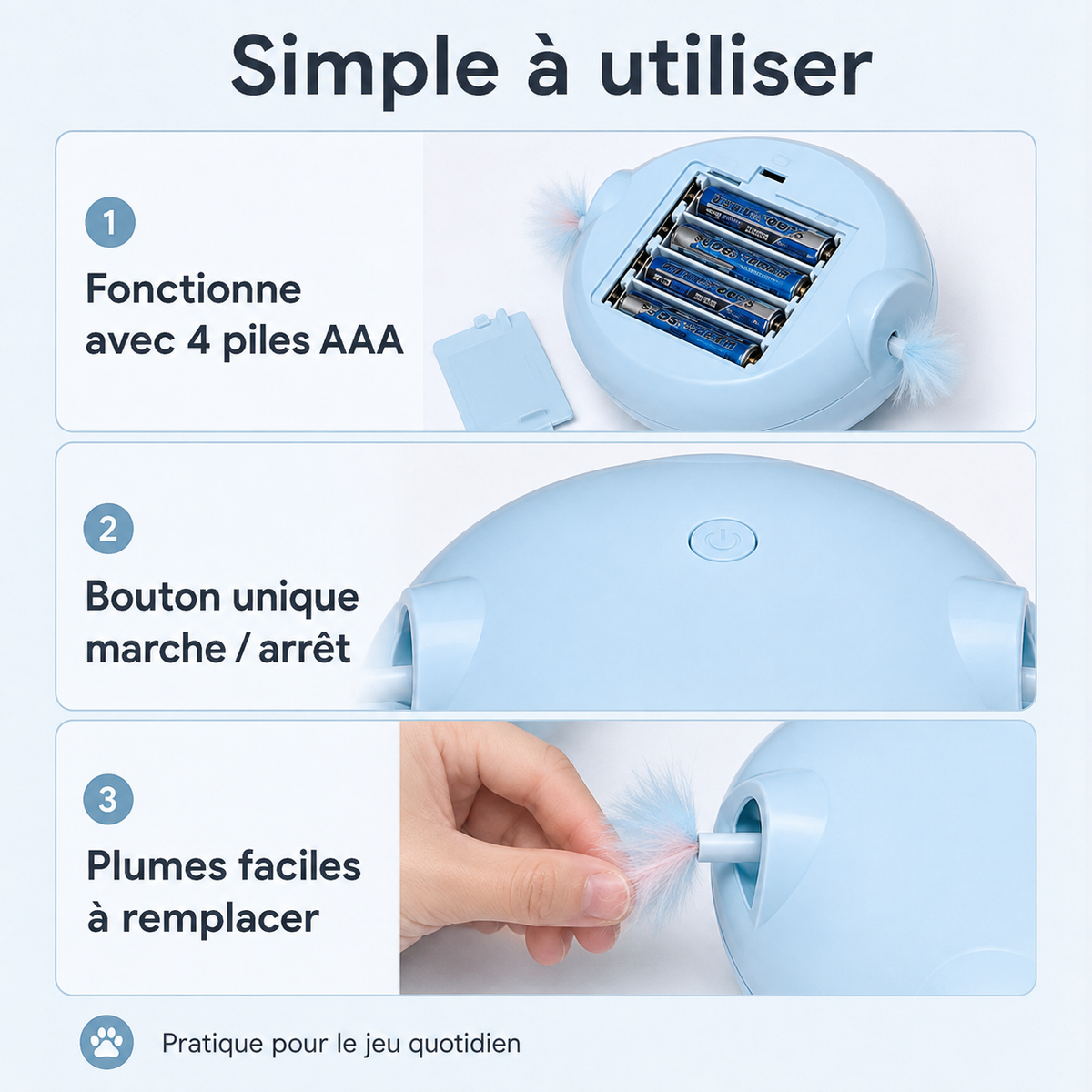 Guide d’utilisation du jouet interactif UFO à plume pour chat