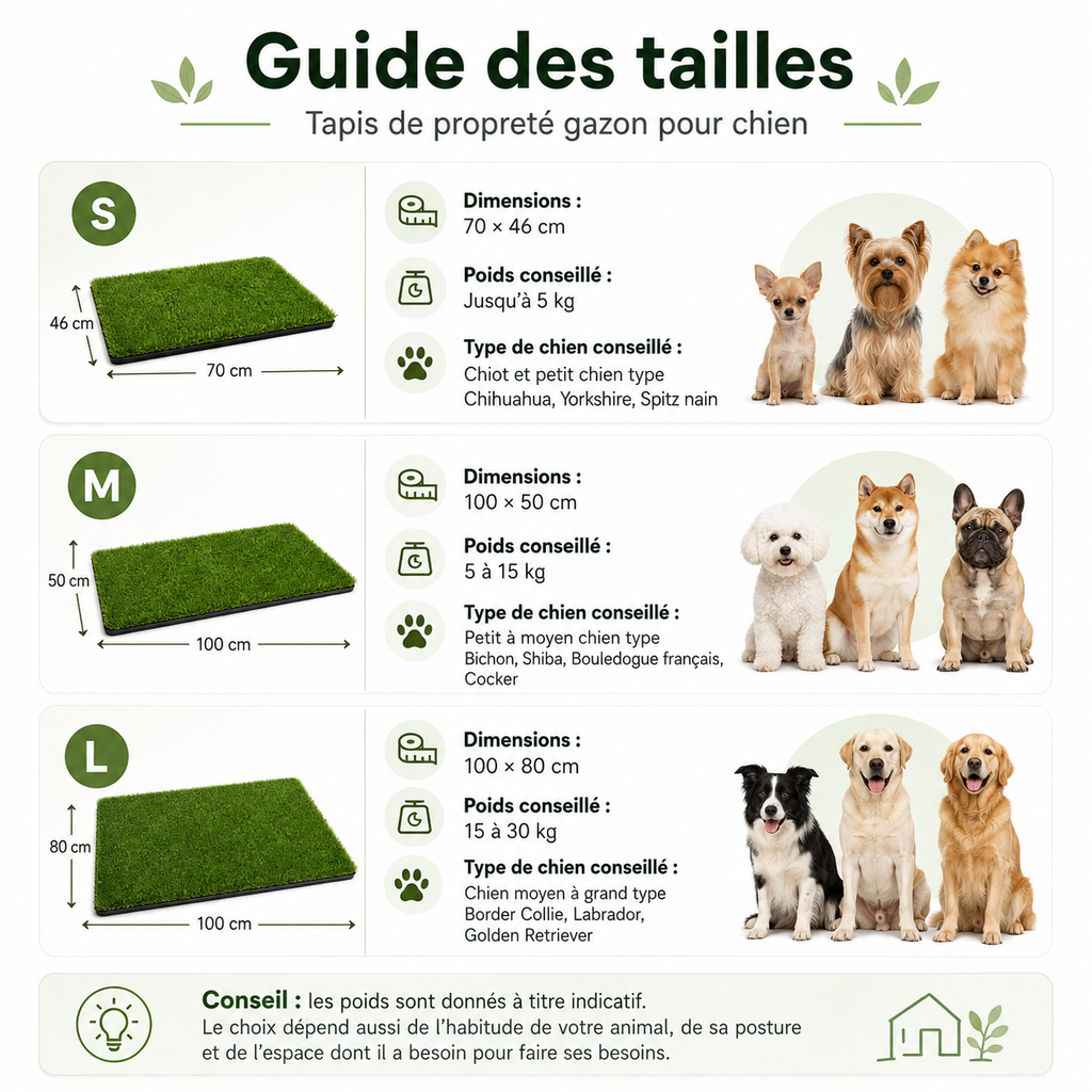 Tapis de Propreté Gazon Synthétique pour Chien – Lavable, Anti-Fuite & Antidérapant