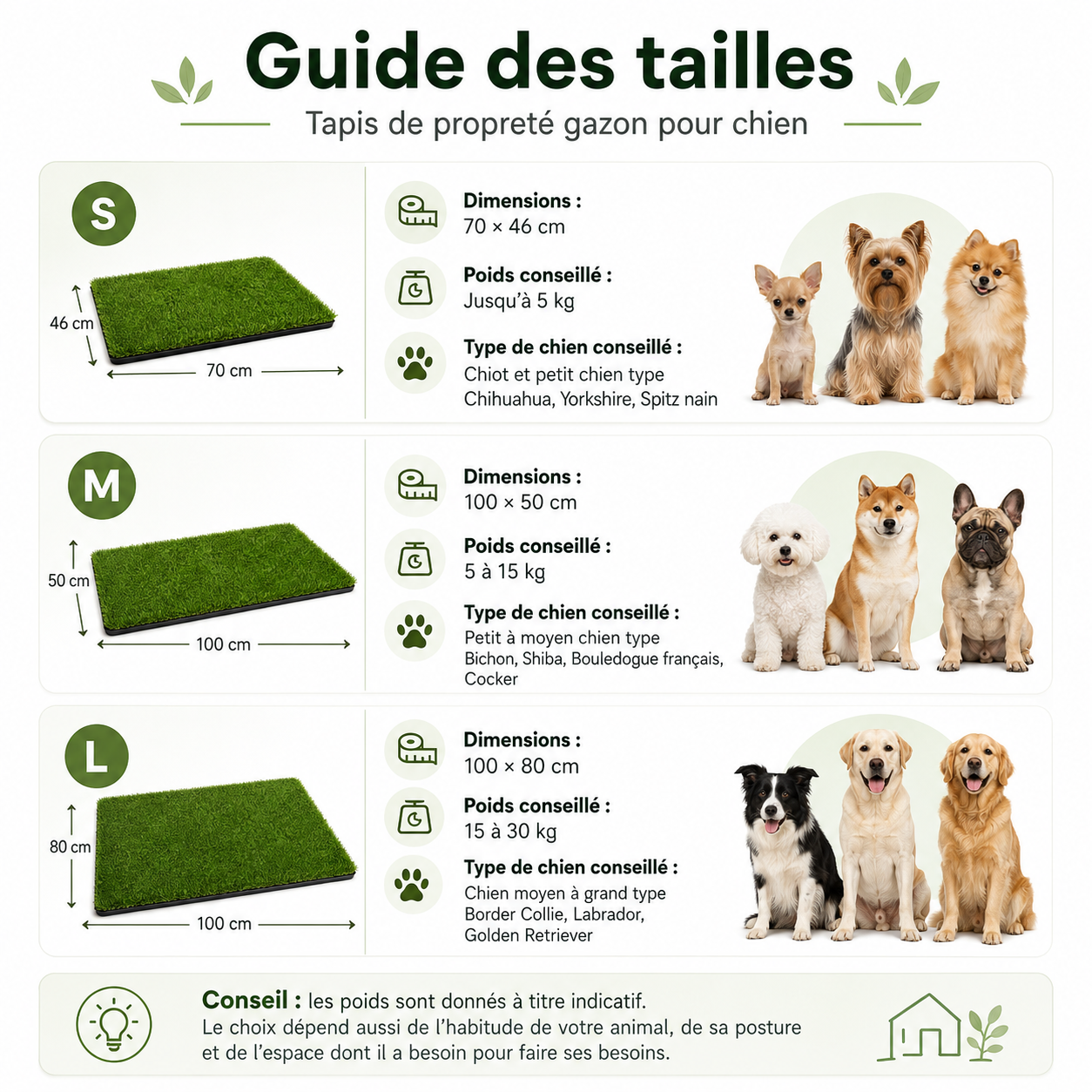 Tapis de Propreté Gazon Synthétique pour Chien – Lavable, Anti-Fuite & Antidérapant