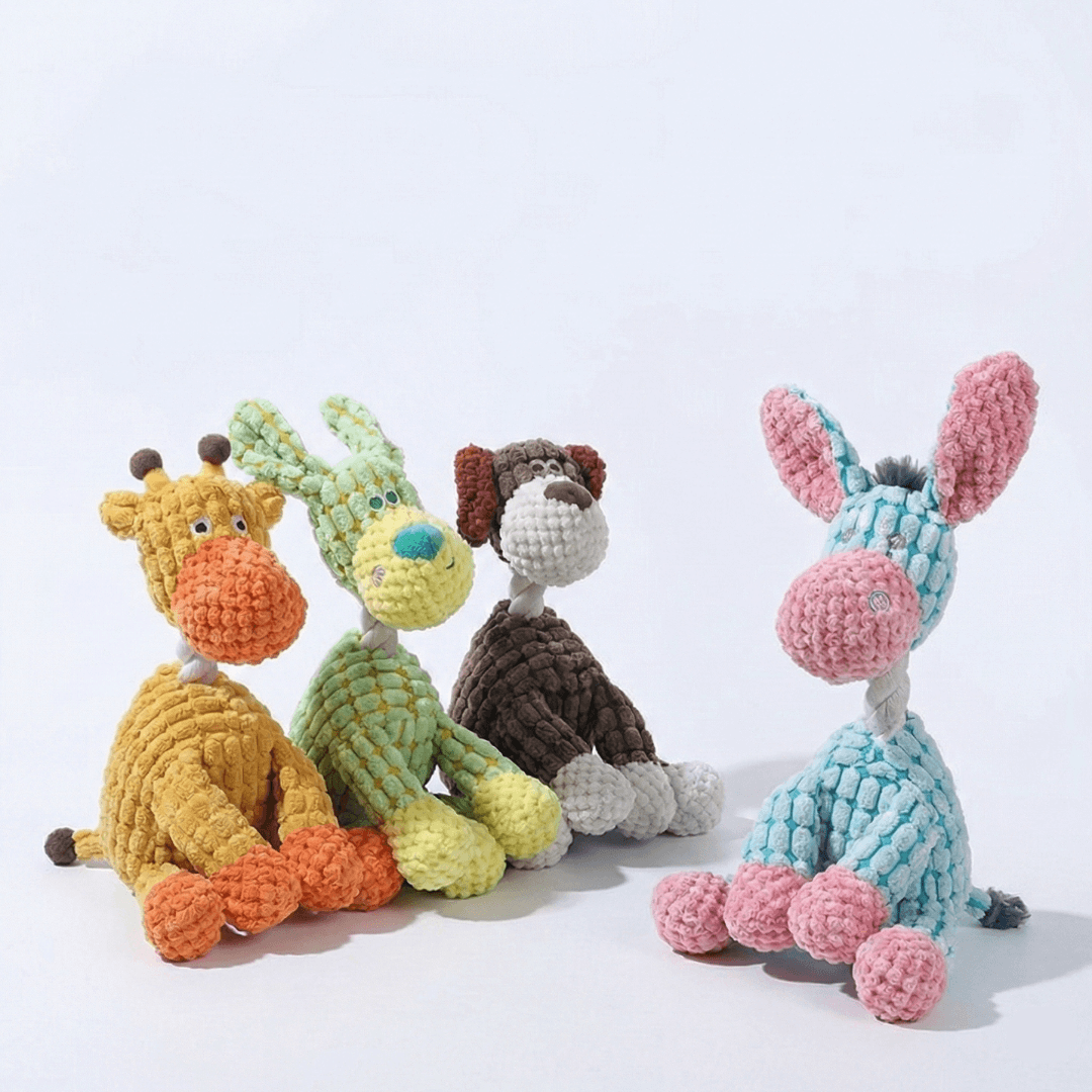 Collection 4 jouets peluches sonores colorés pour chiens