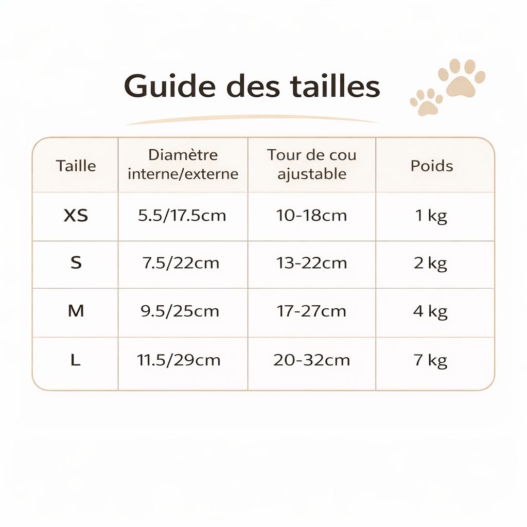 Collerette pour chien et chat Hachimi Guide des tailles