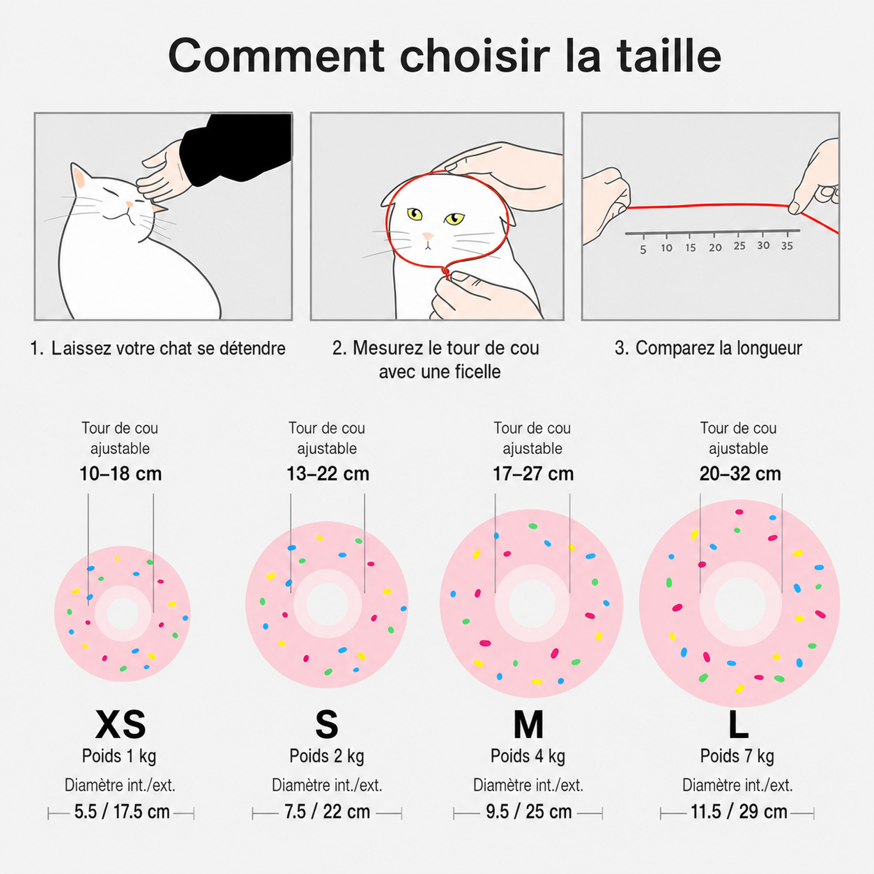 Guide des tailles Hachimi pour collerette pour chien et chats