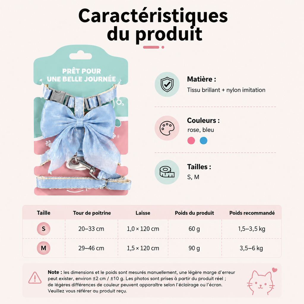 Arnés Chic Pajarita para Perro y Gato – Ligero y Cómodo
