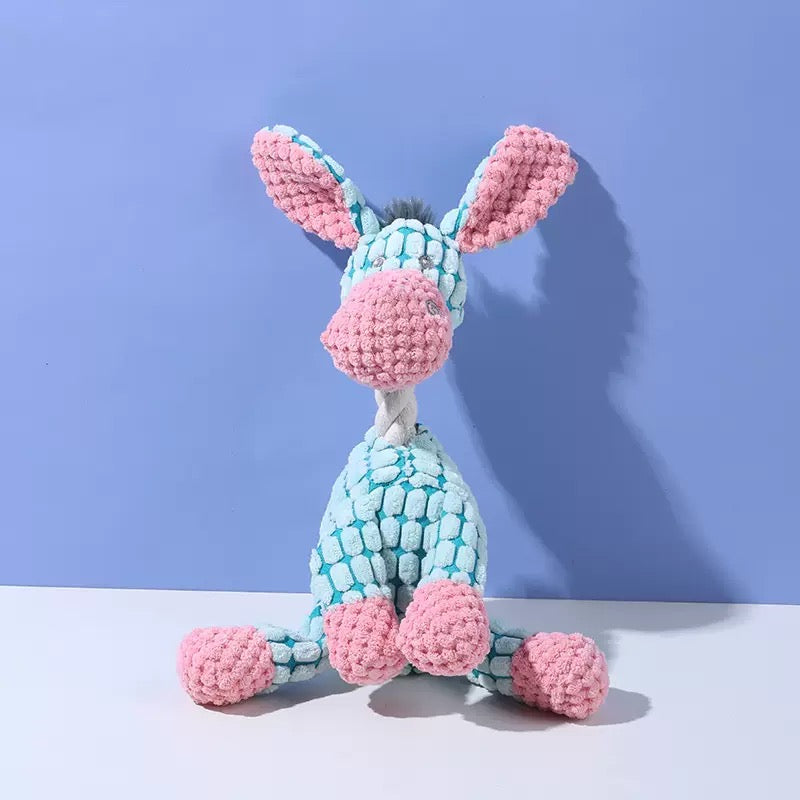L’Âne Rigolo peluche sonore bleu- jouet résistant pour chien