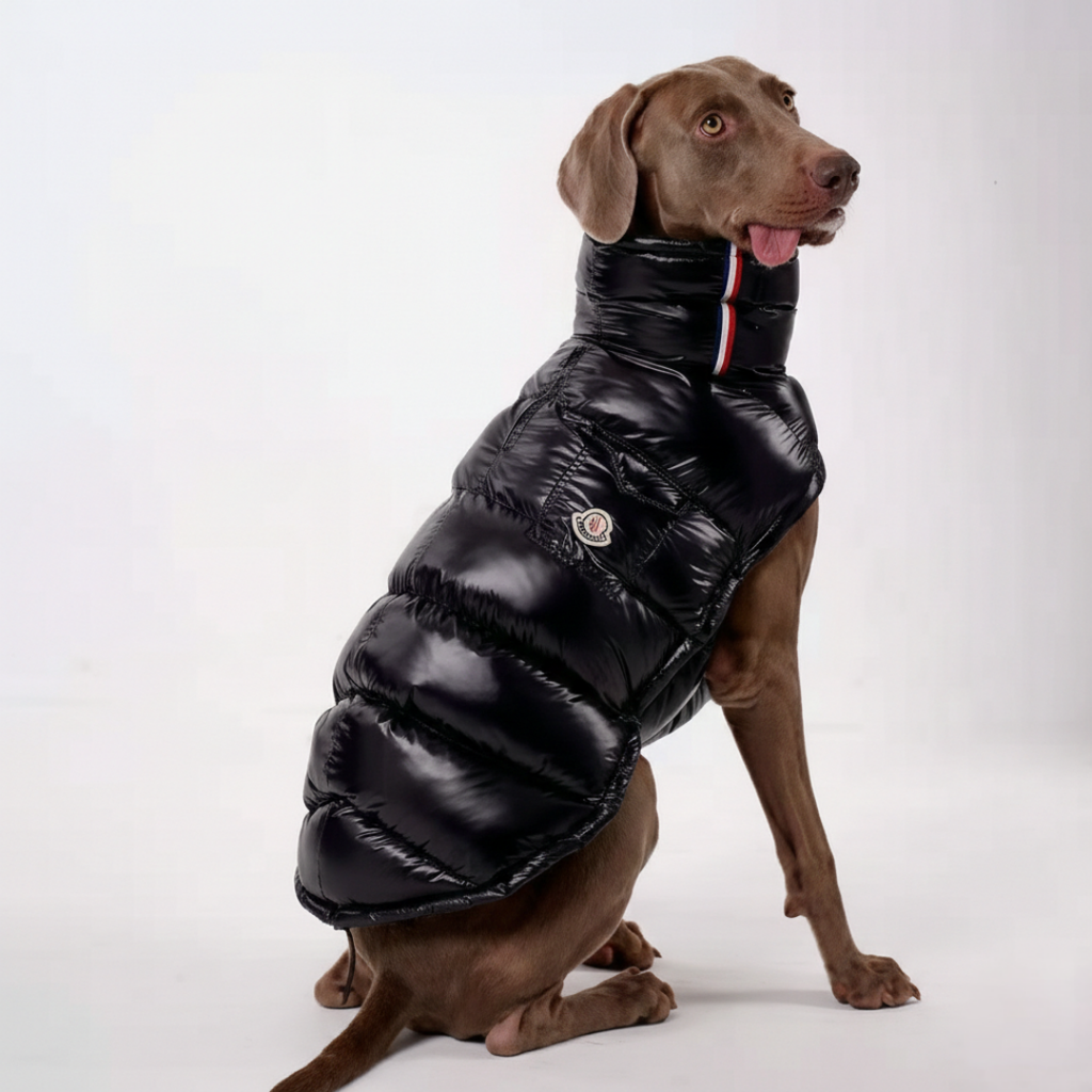 Doudoune matelassée noire Hachimi pour chien – veste d’hiver chaude