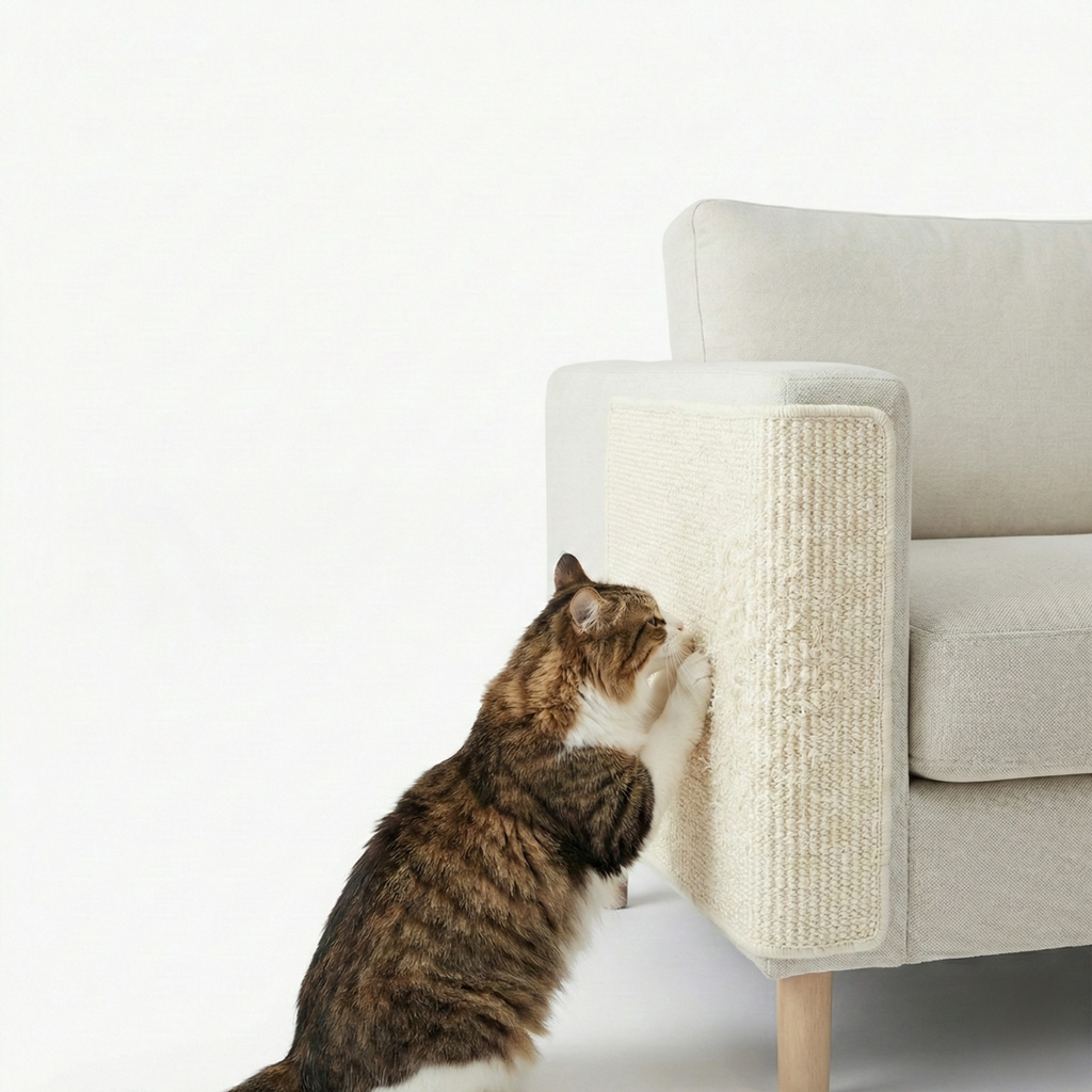 Protection canapé chat en sisal blanc crème anti-griffures