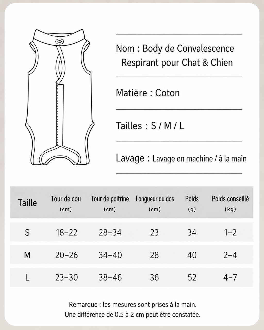 Body de Convalescence Respirant pour Chat & Chien – Anti-Léchage