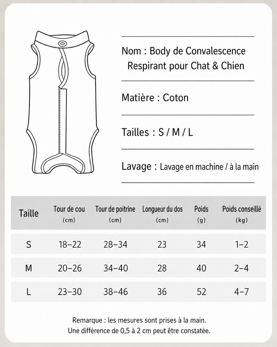 Body de Convalescence Respirant pour Chat & Chien – Anti-Léchage