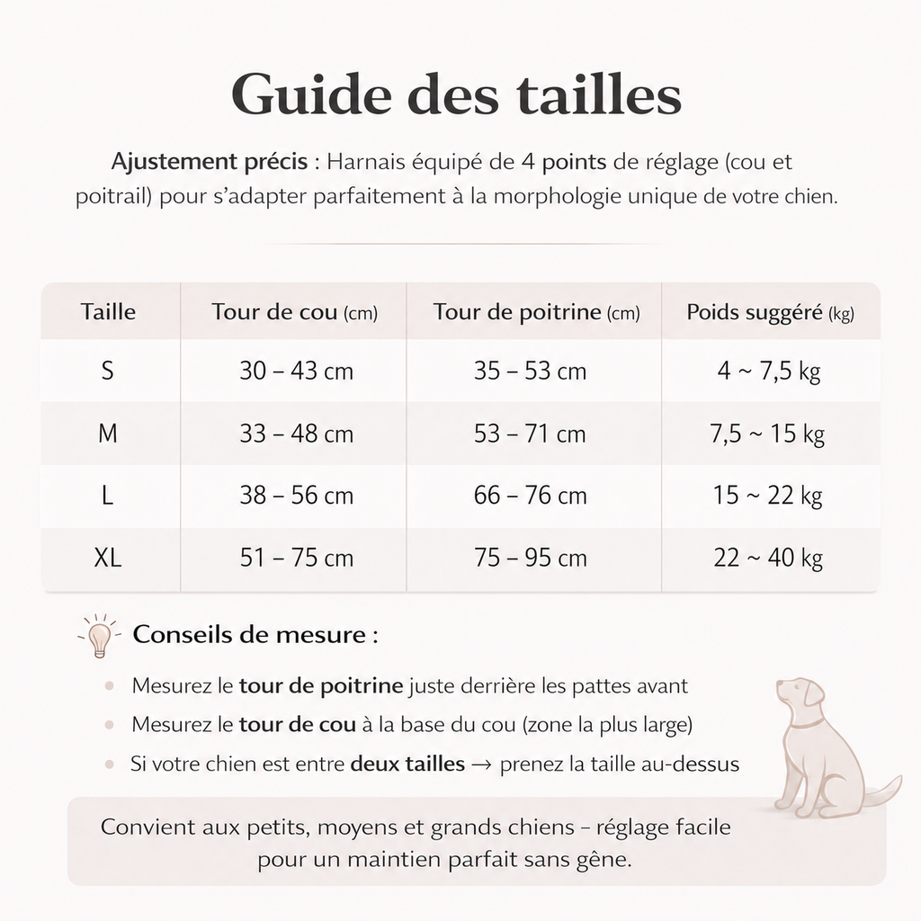 guide taille Harnais Robuste Réfléchissant Hachimi